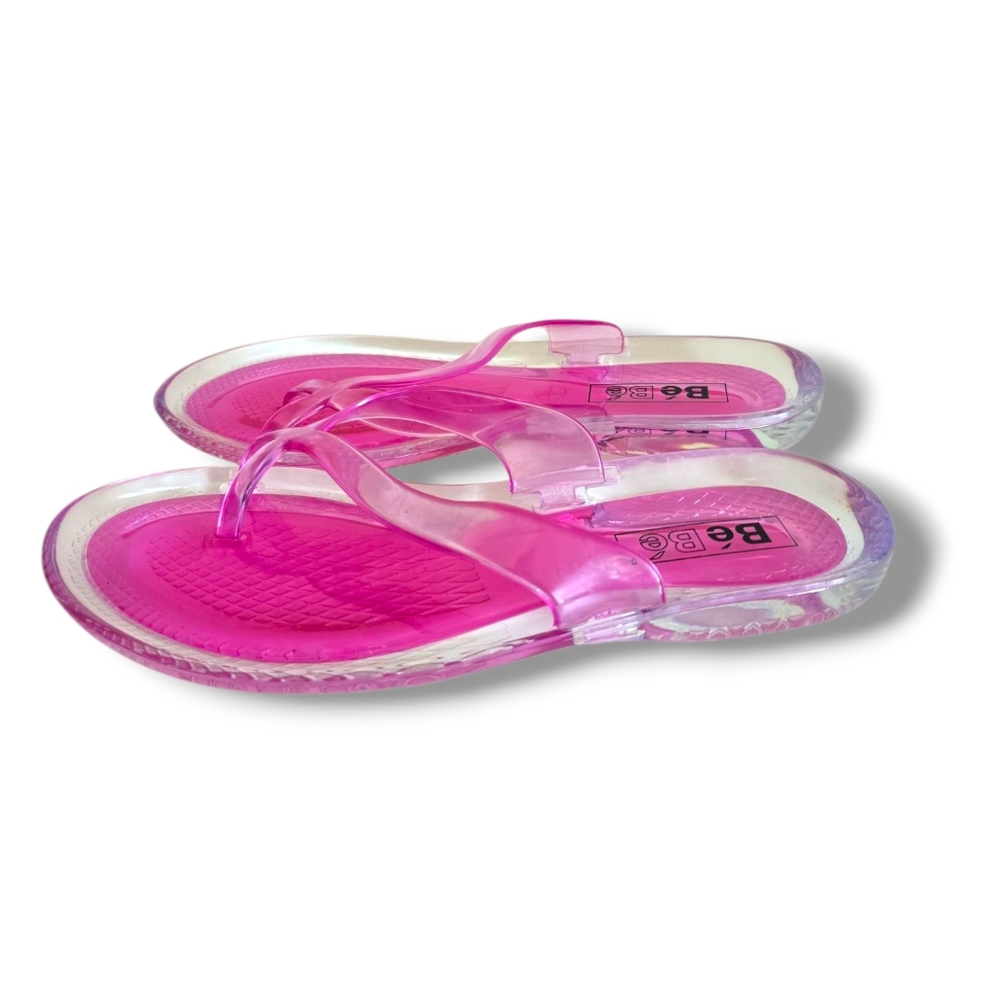 bebe Clear Pink Jelly Flip Flop Sandals - Picture 9 of 16